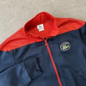 Vintage Lacoste Sport Full Zip Navy Red Jacket Size 5  Embroidered Logo
